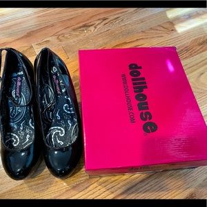 Dollhouse Black Patent Wedges